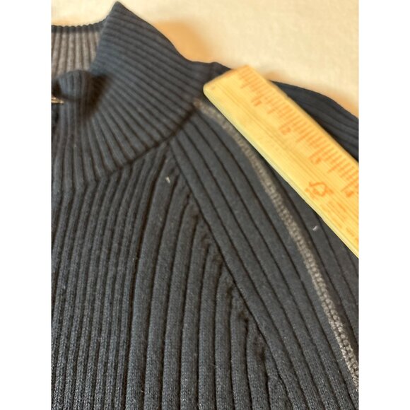 Inc Zip-Up Ribbed Knit Cardigan Sweater Size L Black - Picture 6 of 11